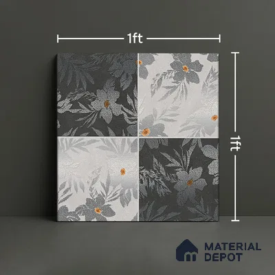 Floral Wall Tile TL 07250 B Plana 8009 GLM (Silver) 1 ft x 1 ft Ceramic Matte Finish - 9 mm  | 2 mm Spacer is Mandatory | Please Expect a Slight Variation of Pattern (Sample)